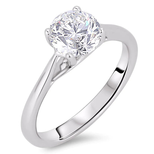 natural round diamond 2ct ring front view