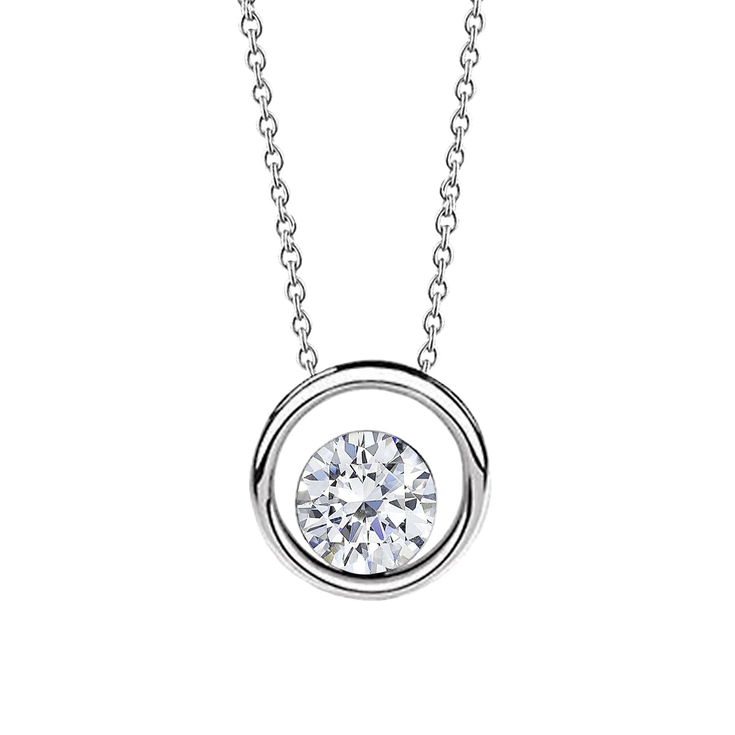 Solitaire Round Cut Real F Vs1 Diamond Pendant Necklace 1.25 Carat WG 14K