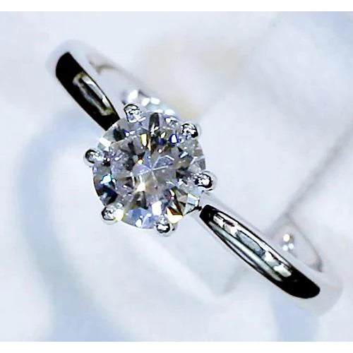 Solitaire Round Natural Diamond 1 Carats Classic Ladies Ring Jewelry