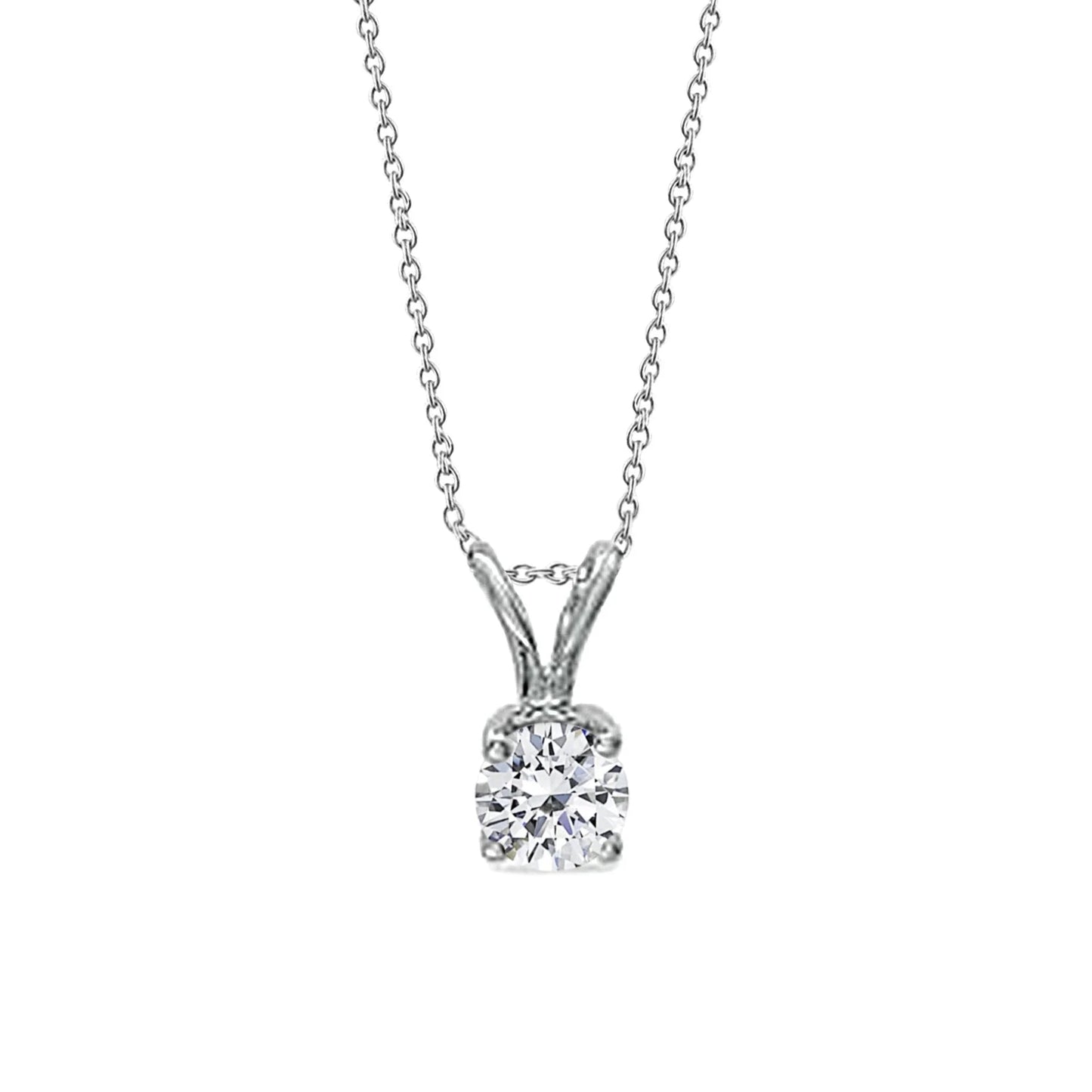 Solitaire Round Natural Diamond Pendant 0.40 Carats White Gold 14K New
