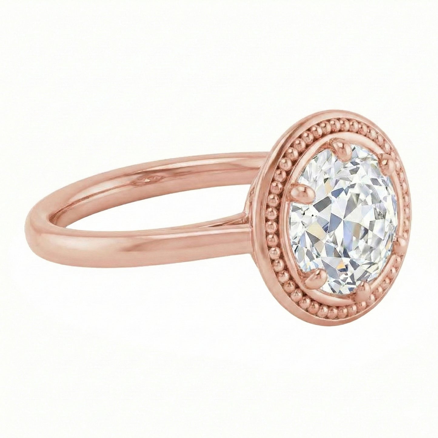 Solitaire Round Old Mine Cut Natural Earth Mined Diamond Ring 2.50 Carats Milgrain Shank