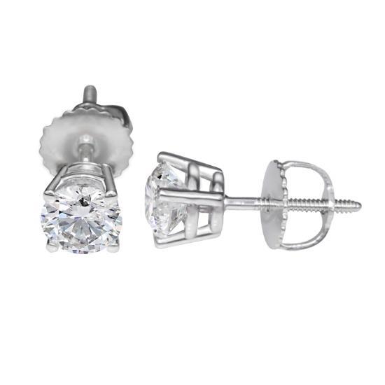 Solitaire Round Shaped Genuine 1.50 Carats Diamond Women Stud Earring Jewelry