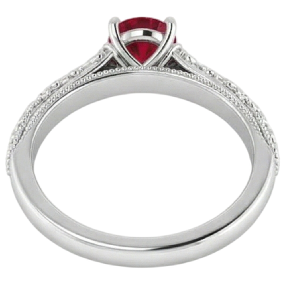 Solitaire Ruby Ring 0.75 Carats Antique Style New