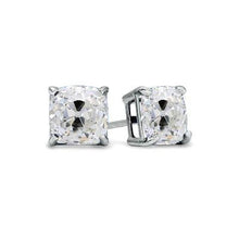 Solitaire Stud Earrings Cushion Old Miner Real Natural Earth Mined Diamonds 3 Carats Prong Set