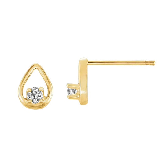 Solitaire Stud Natural Diamond Earrings 1 Carat Old Cut Teardrop Shape