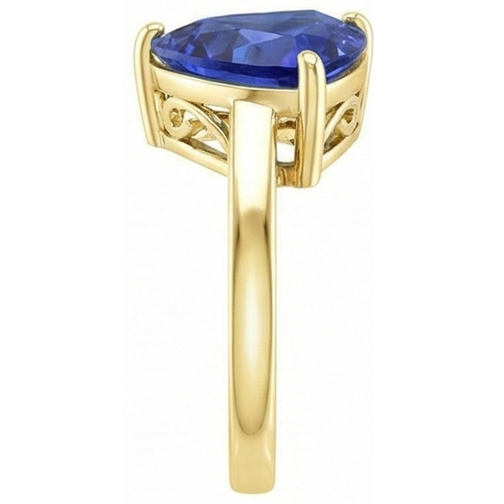 Solitaire Trillion Blue Sapphire Ring Yellow Gold Jewellery 3 Carats