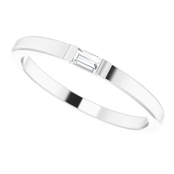 Solitaire Wedding Band Straight Baguette Natural Diamond 0.40 Carats White Gold 14K