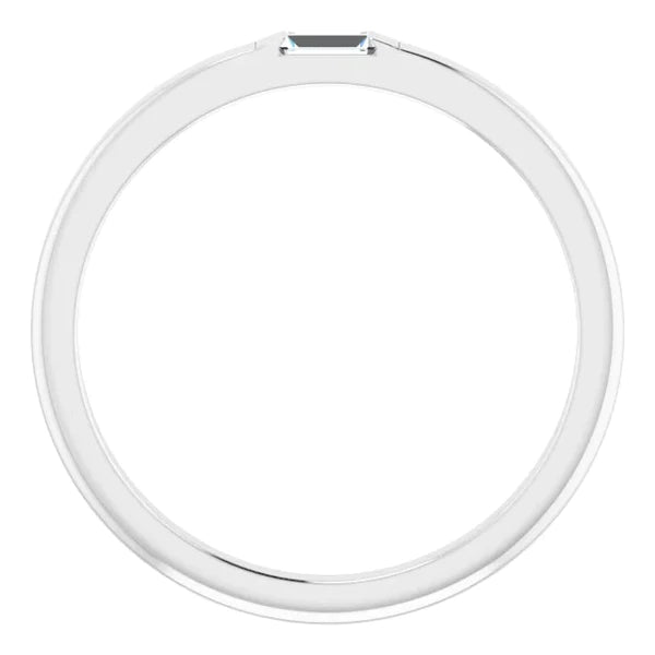 Solitaire Wedding Band Straight Baguette Natural Diamond 0.40 Carats White Gold 14K