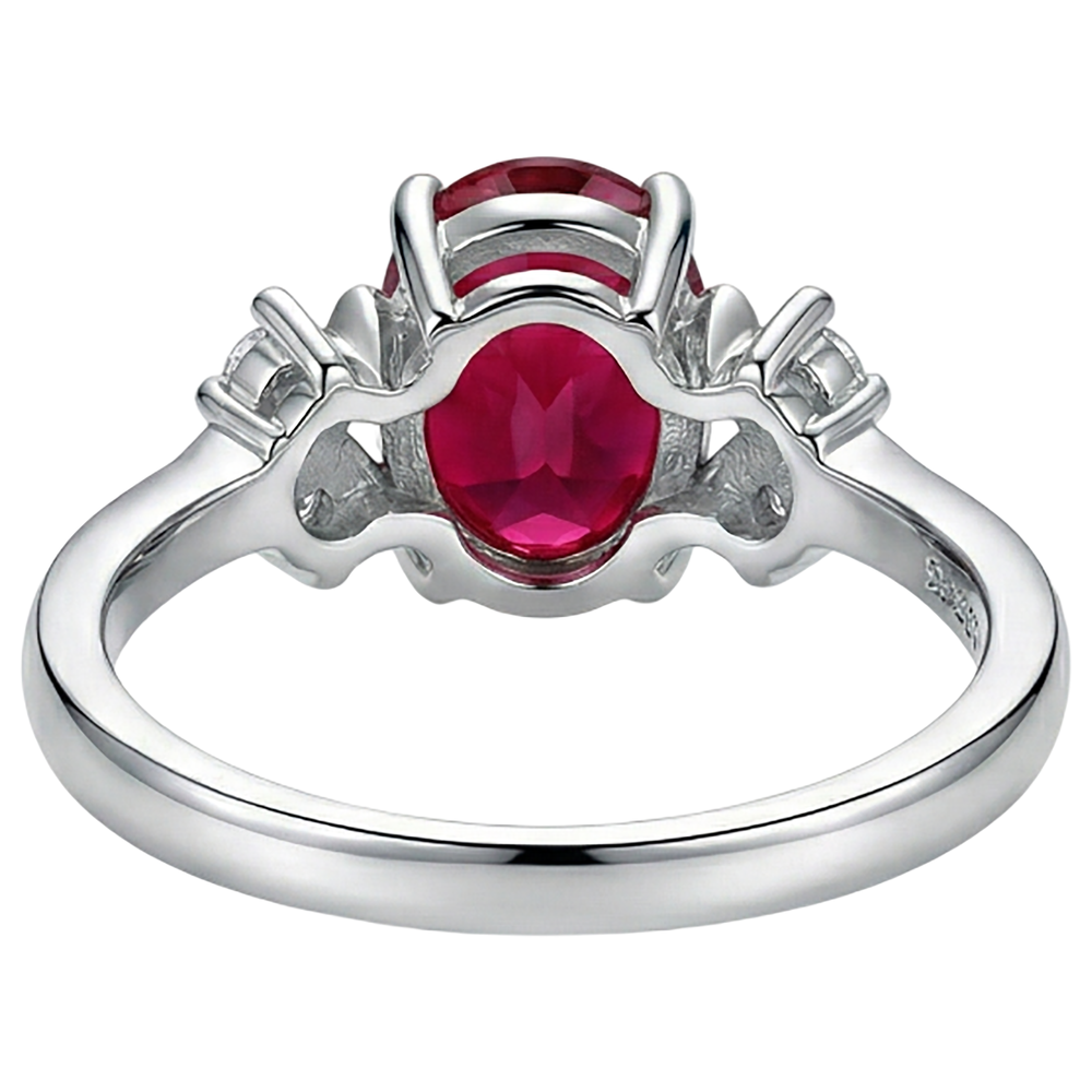 Solitaire With Accent 1.70 Ct. Ruby And Natural Earth Mined DIAMOND ( NOT LAB GROWN )s Ring White Gold 14K