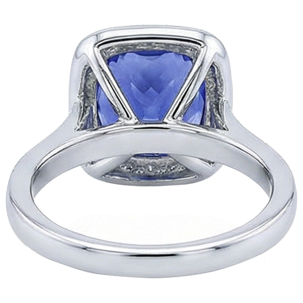 Solitaire With Accent 18 Ct Tanzanite With Natural Earth Mined Diamonds Ring White Gold