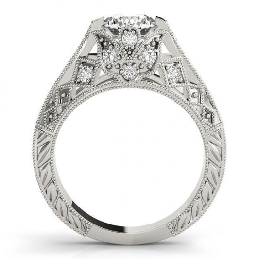 Solitaire With Accent 1.50 Ct. Real Diamond White Gold