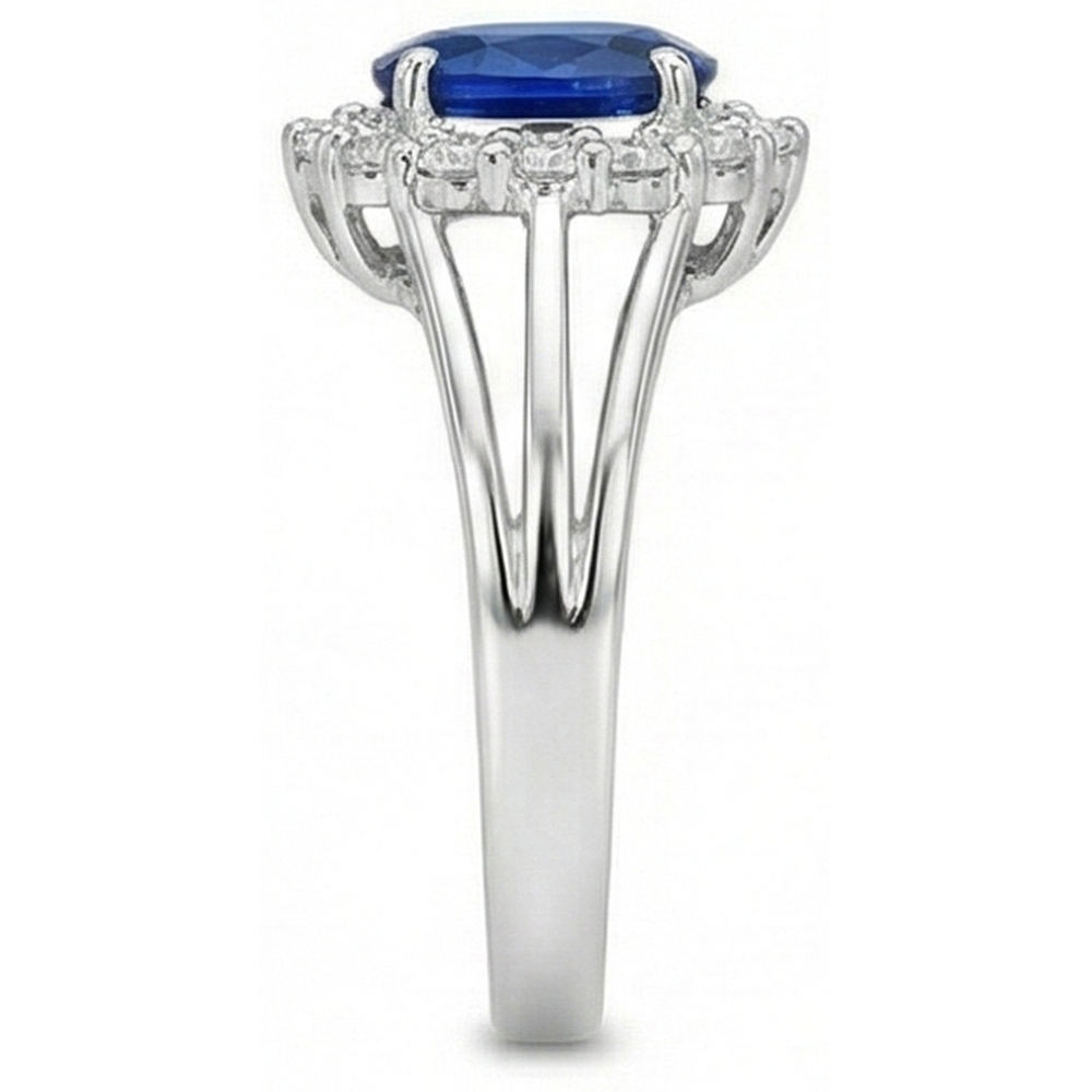 Solitaire With Accent 2.40 Carats Ceylon Sapphire With Natural Earth Mined Diamonds Ring