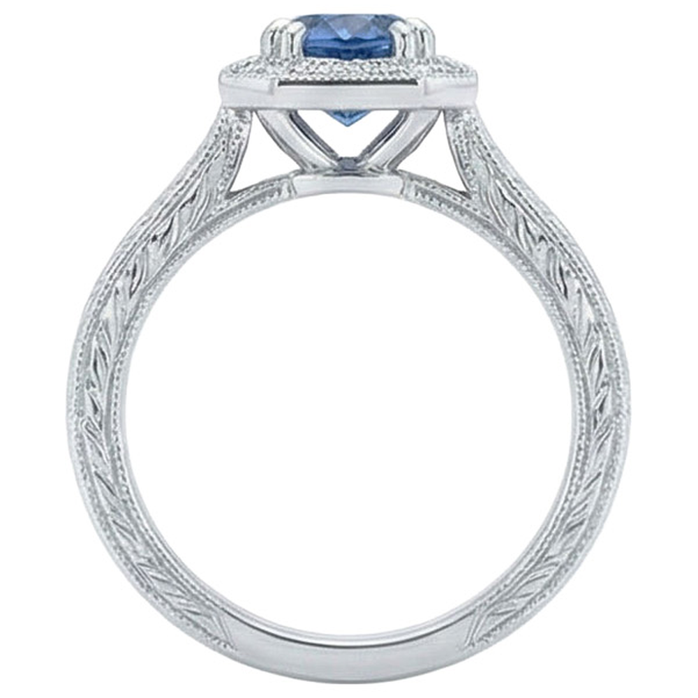 natural round sapphire 3.75ct ring profile view