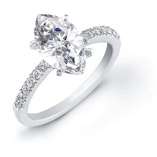 Solitaire With Accent 3.50 Carats Marquise And Round Cut Real Diamonds Ring