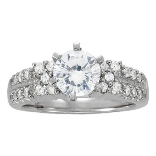 Solitaire With Accents 2 Carats Real Diamond Engagement Fancy Ring Gold 14K