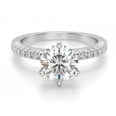 Solitaire With Accents 3.20 Carats Natural Diamond Engagement Ring