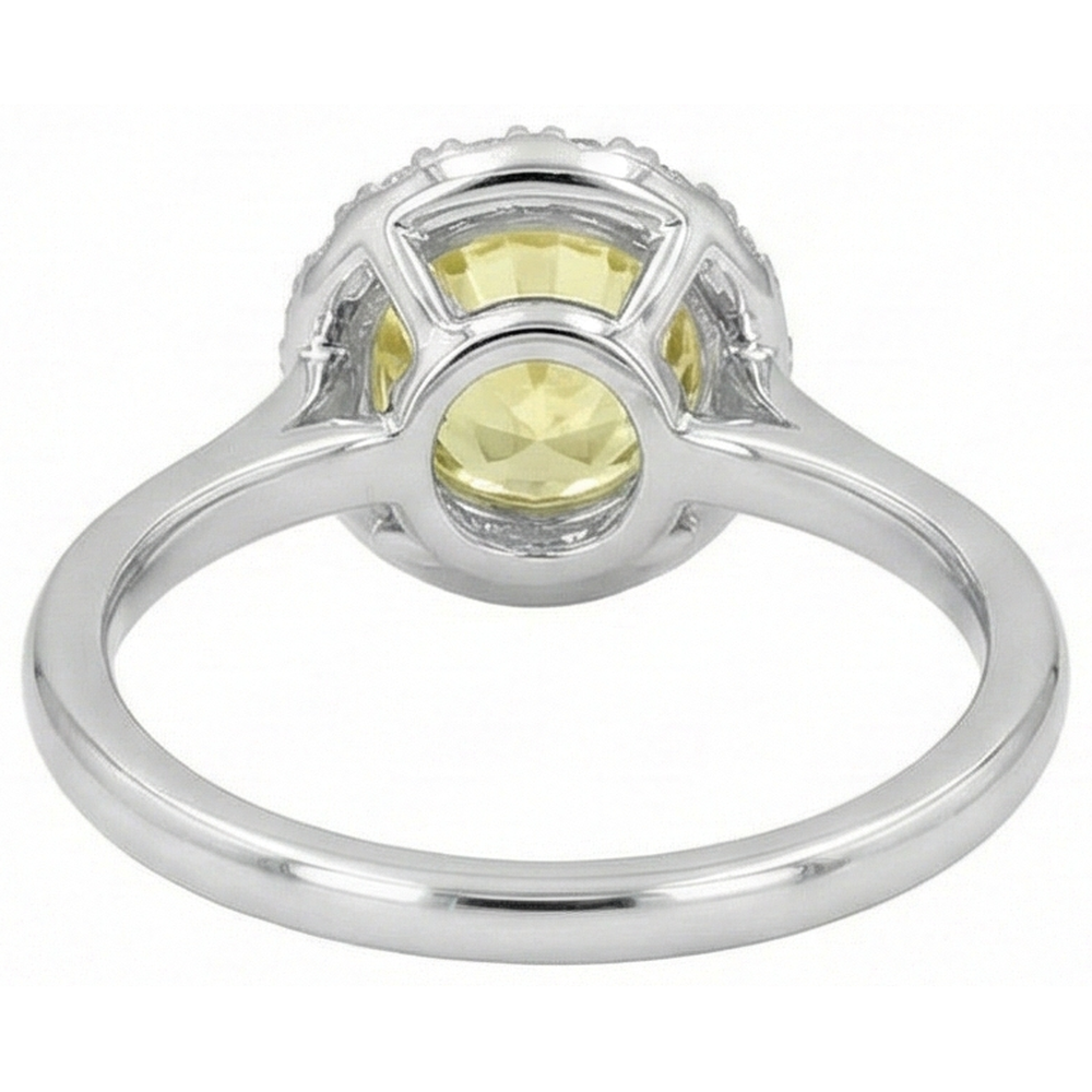 Solitaire With Accents 4 Carats Yellow Sapphire Ring White Gold 14K