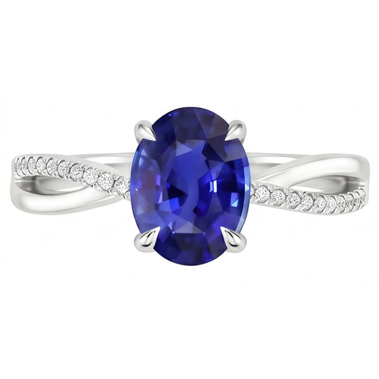 Solitaire With Accents Anniversary Ring Blue Sapphire 3.50 Carats