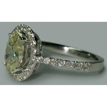 Solitaire With Accents Real 2.03 Ct. Oval Halo Style Engagement Ring WG 14K
