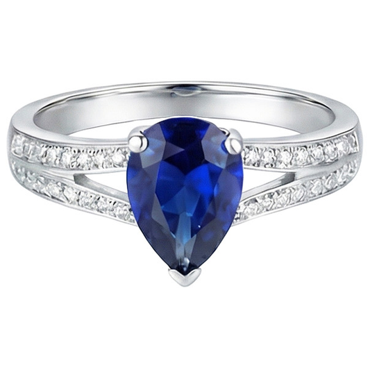 natural round sapphire 3.25ct ring front view