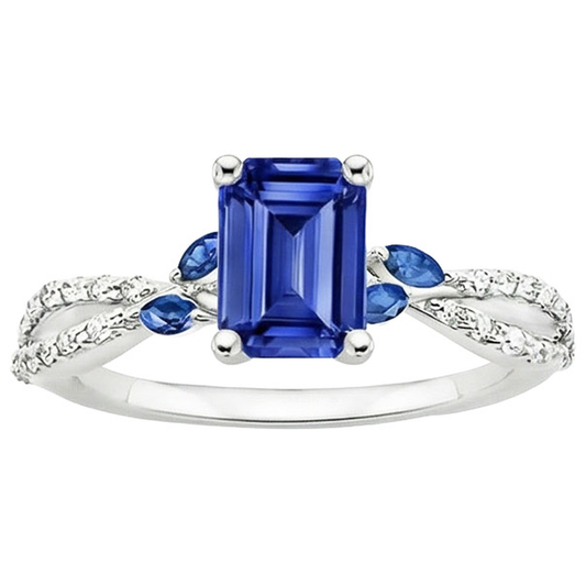 natural emerald sapphire 4ct ring profile view
