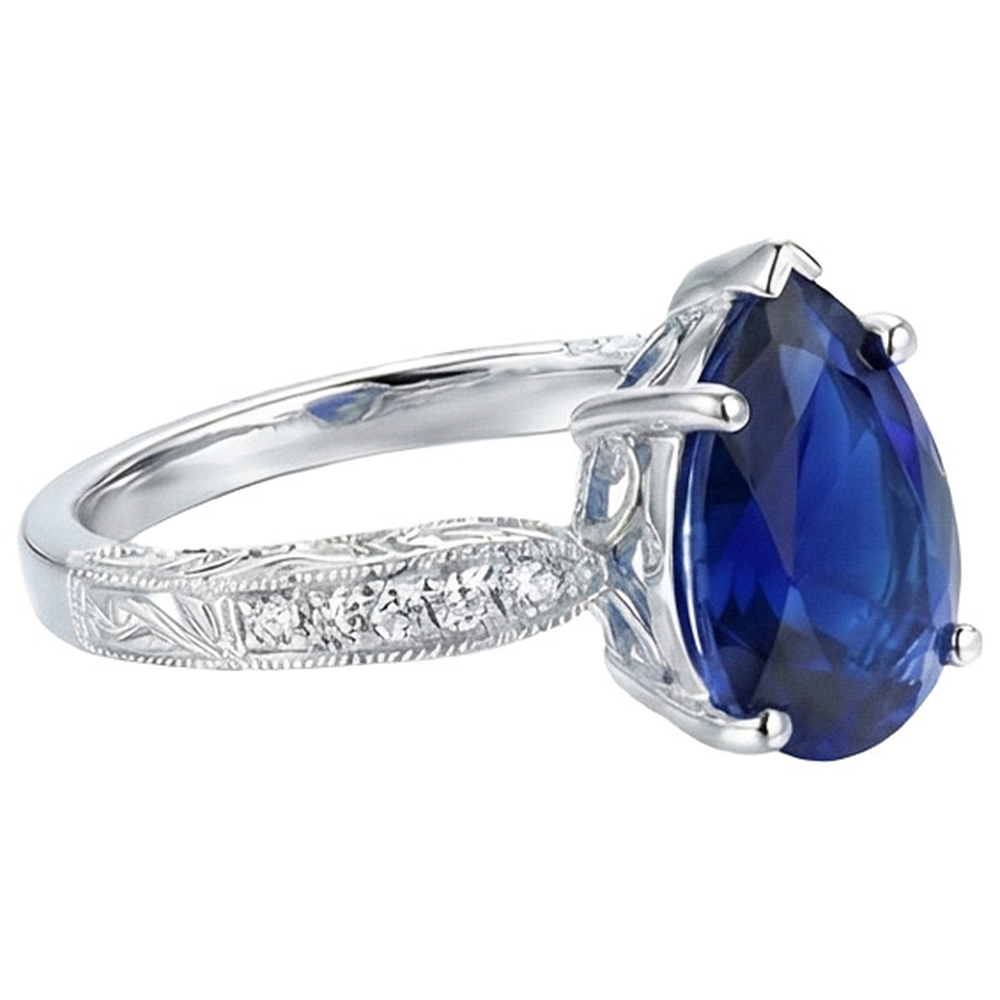 natural round sapphire 3.50ct ring profile view