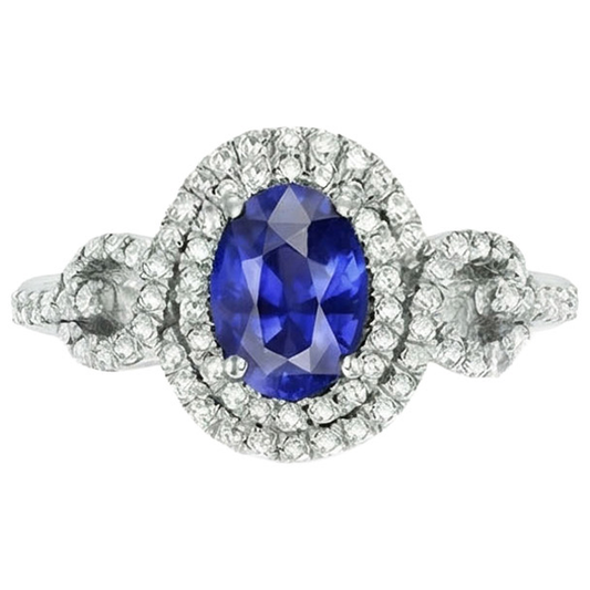 Solitaire With Accents Sapphire Natural Earth Mined DIAMOND ( NOT LAB GROWN ) Ring 3.25 Carats WG 14K