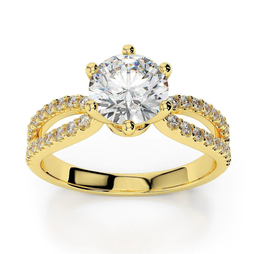 Solitaire With Accents Yellow Gold 2.50 Carats Real Diamond Ring