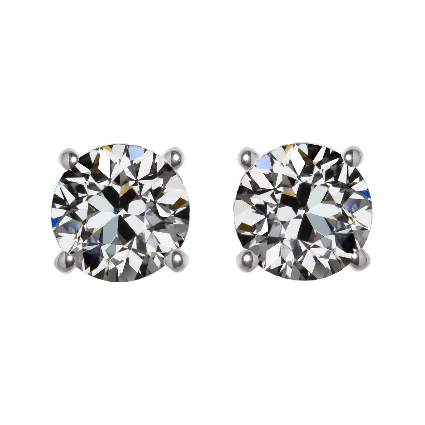 Natural Fine Diamond Stud Earrings 2 ct 14K White Gold – main view