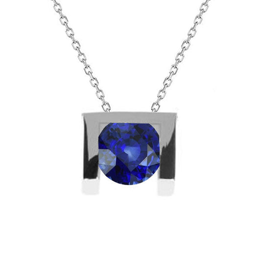 Genuine Cornflower Blue Sapphire Stone Pendant Necklace – main view