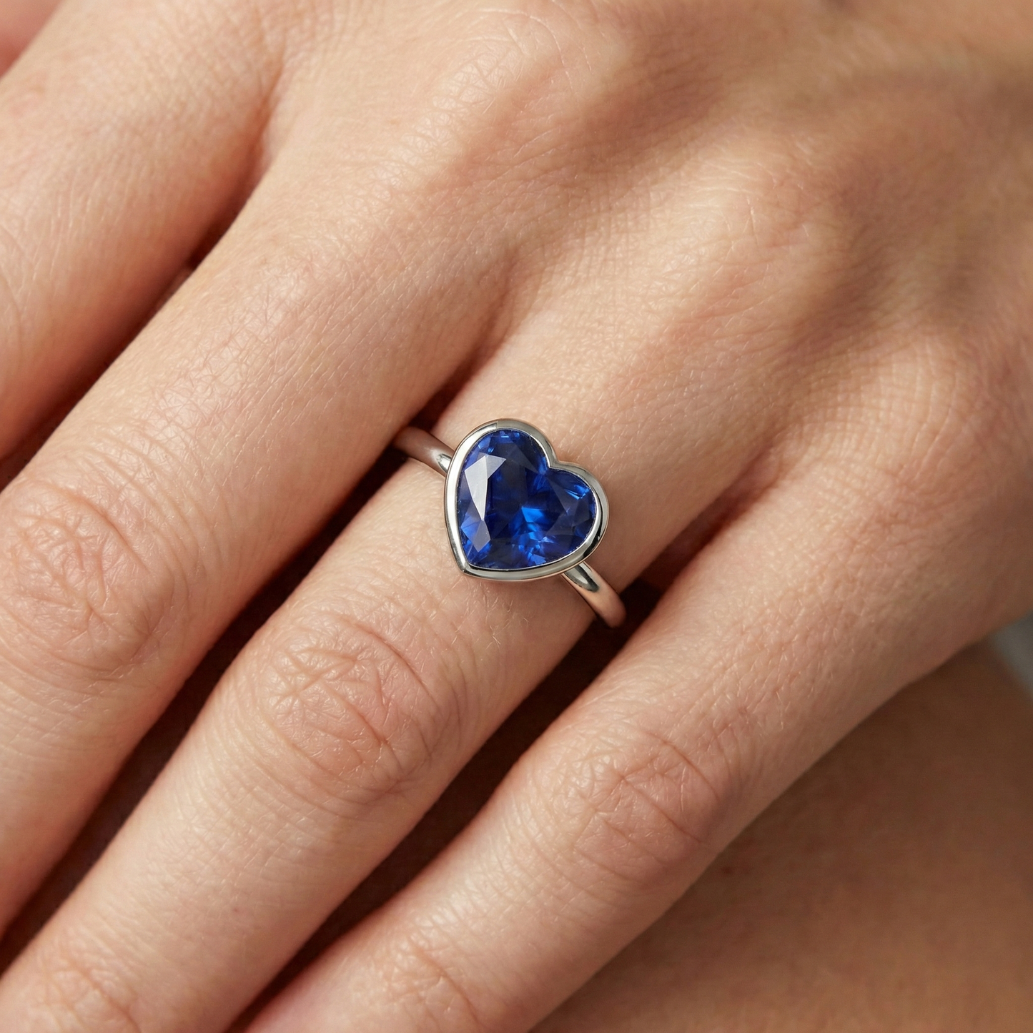 Solitaire Heart Cut Bezel Set Sri Lankan Sapphire Ring 2.50 Carats