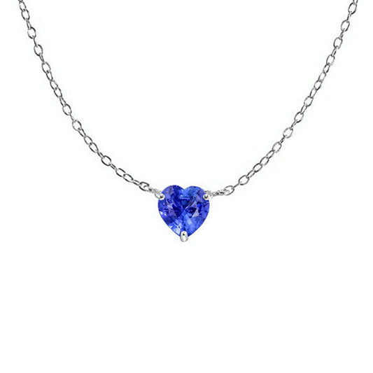 Heart Cut Royal Blue Sapphire ring in 14 Karat White Gold – main view