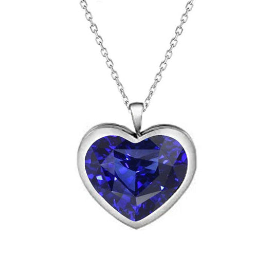Real Royal Blue Sapphire Gemstone Pendant 2.50 ct 14K White Gold – main view