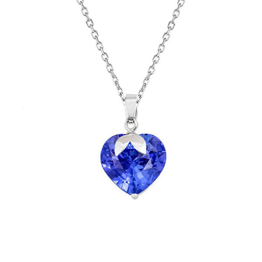Heart Cut Cornflower Blue Sapphire ring in 14 Karat White Gold – main view