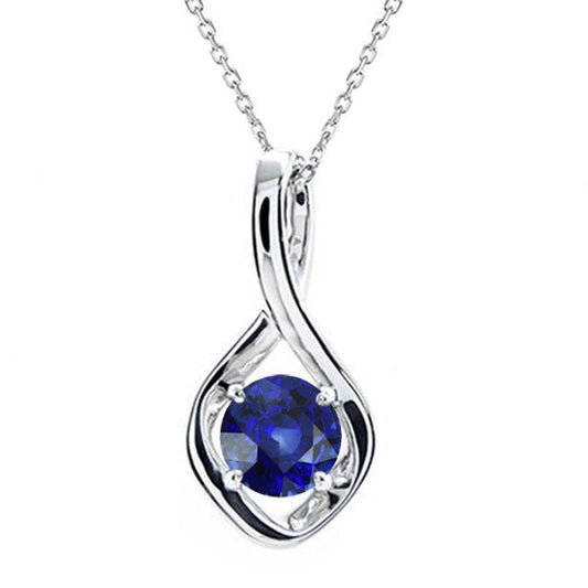 Earth-Mined Blue Sapphire Stone Pendant Necklace – main view