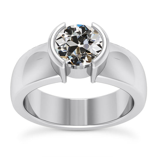 Solitaire Engagement Ring 14K White Gold with Fine Diamond – main view