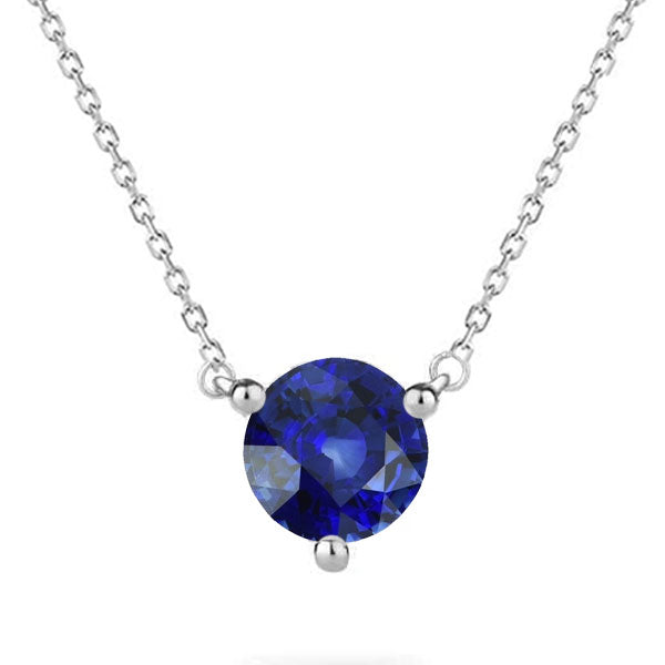 Cornflower Blue Sapphire Gemstone Pendant 2-ct 14K White Gold – main view