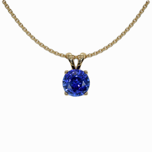 Precious Stone Pendant 14K Yellow Gold with Royal Blue Sapphire – main view
