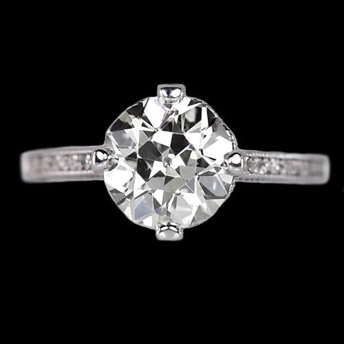 Solitaire Round Ring Accents Prong Set Old Miner Real Natural Earth Mined Diamonds 2.50 Carats
