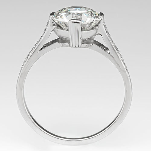 Solitaire With Accents Ring Round Old Miner Genuine Diamonds 2.50 Carats