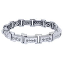 Sparkling 10 Carats Princess Cut Real Diamond White Gold Men Bracelet