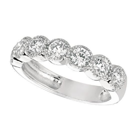 Sparkling 1.40 Carat Round Genuine Diamond Half Eternity Band White Gold 14K