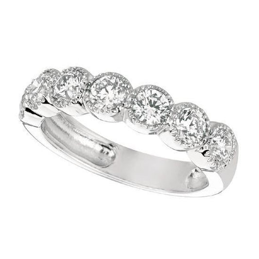 Sparkling 1.40 Carat Round Genuine Diamond Half Eternity Band White Gold 14K