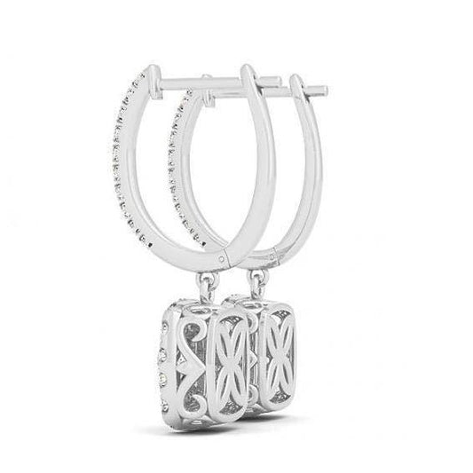 Sparkling 2.50 Carat Natural Round Diamond Halo Dangle Earring White Gold 14K2