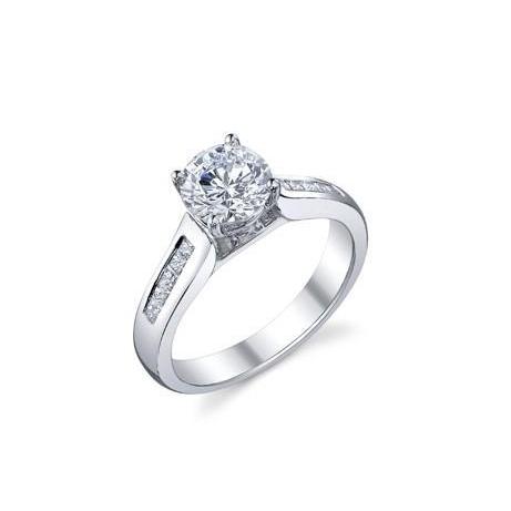 Sparkling 2.50 Carats Princess & Round Real Diamond Anniversary Rin