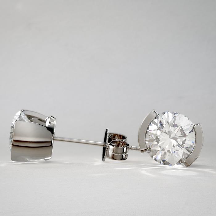 Sparkling 3 Carats Round Cut Natural Earth Mined Diamonds Women Stud Earrings White Gold