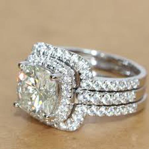 natural round diamond 3.10ct ring front view