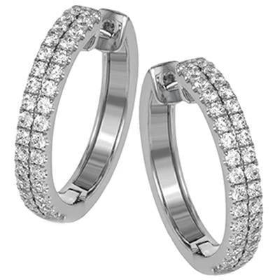 Sparkling 3.20 Carats Round Cut Genuine Diamonds Women Hoop Earrings Gold