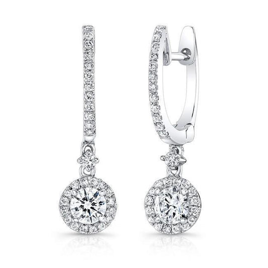 Sparkling 3.30 Carats Brilliant Cut Natural Diamond Dangle Earrings White Gold