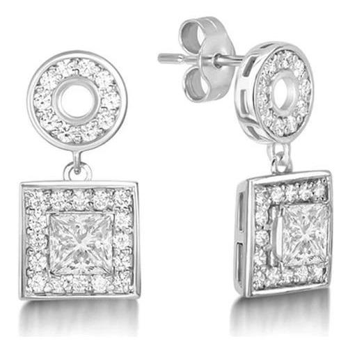 Sparkling 3.70 Carats Real Brilliant Cut Diamond Dangle Earrings